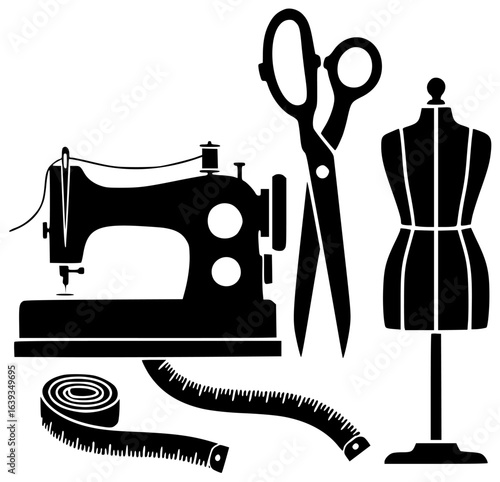 fashion tool on desk with accessories and threads in studio