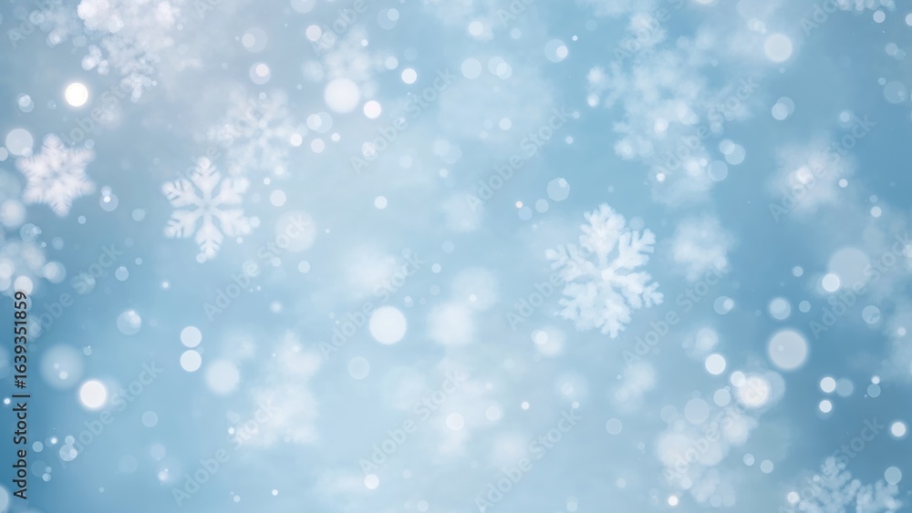 Holiday Season Background with Snowflake Bokeh Effect Holiday Season Background with Snowflake Bokeh Effect