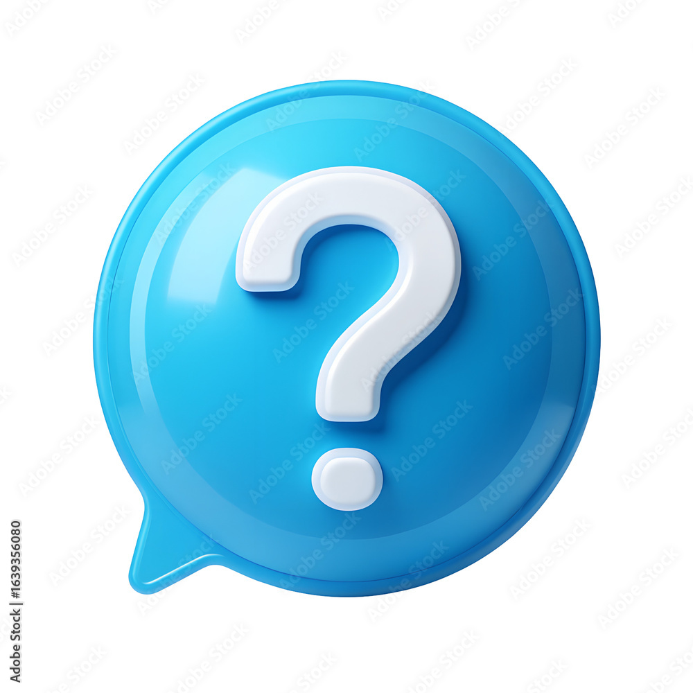 Blue speech bubble with white question mark isolated on transparent background Blue speech bubble with white question mark isolated on transparent background