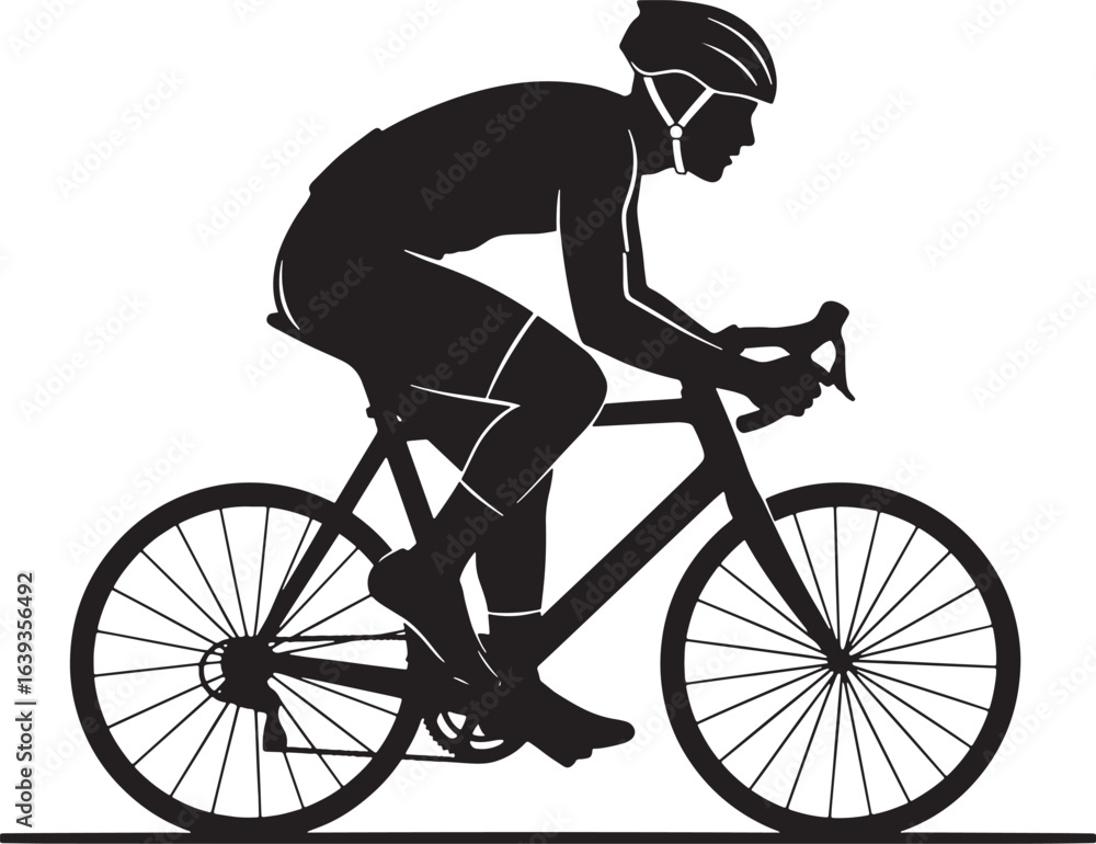 Obraz premium Silhouette of a cyclist riding a road bicycle