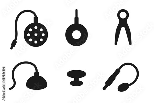 Various black silhouettes of dental tools displayed in a clean, minimalist style for educational purposes in a clinical environment