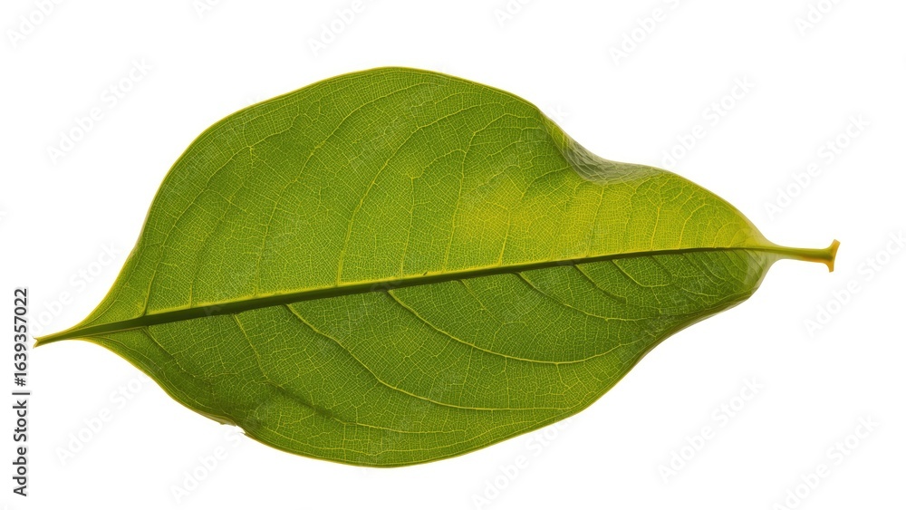 Obraz premium Isolated green Flacourtia rukam foliage with white backdrop, abstract nature texture