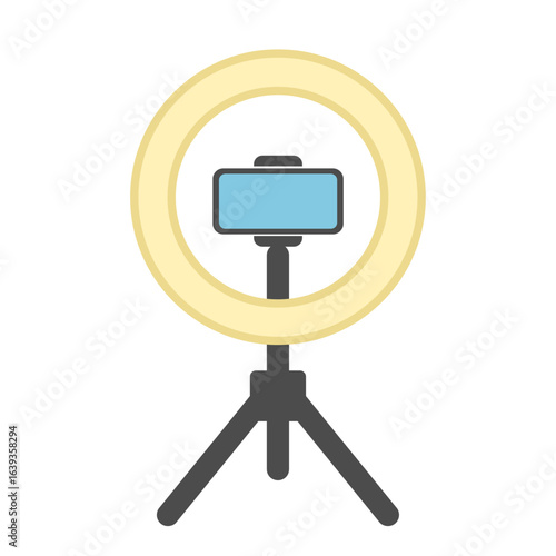 Selfie ring light flat icon vector illustration isolated on white background