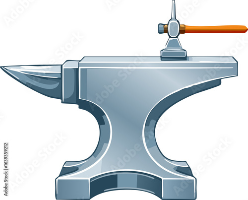 Metal anvil with hammer