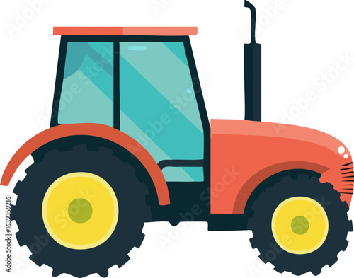 red tractor isolated