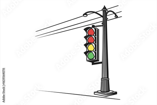 Minimalistic black silhouette traffic light icon with bold outline.