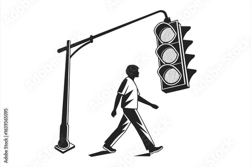 Minimalistic black silhouette traffic light icon with bold outline.