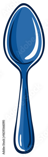 Simple blue spoon vector illustration kitchen utensil icon graphic