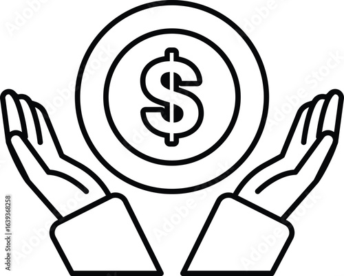 A black and white image of two hands holding a dollar sign