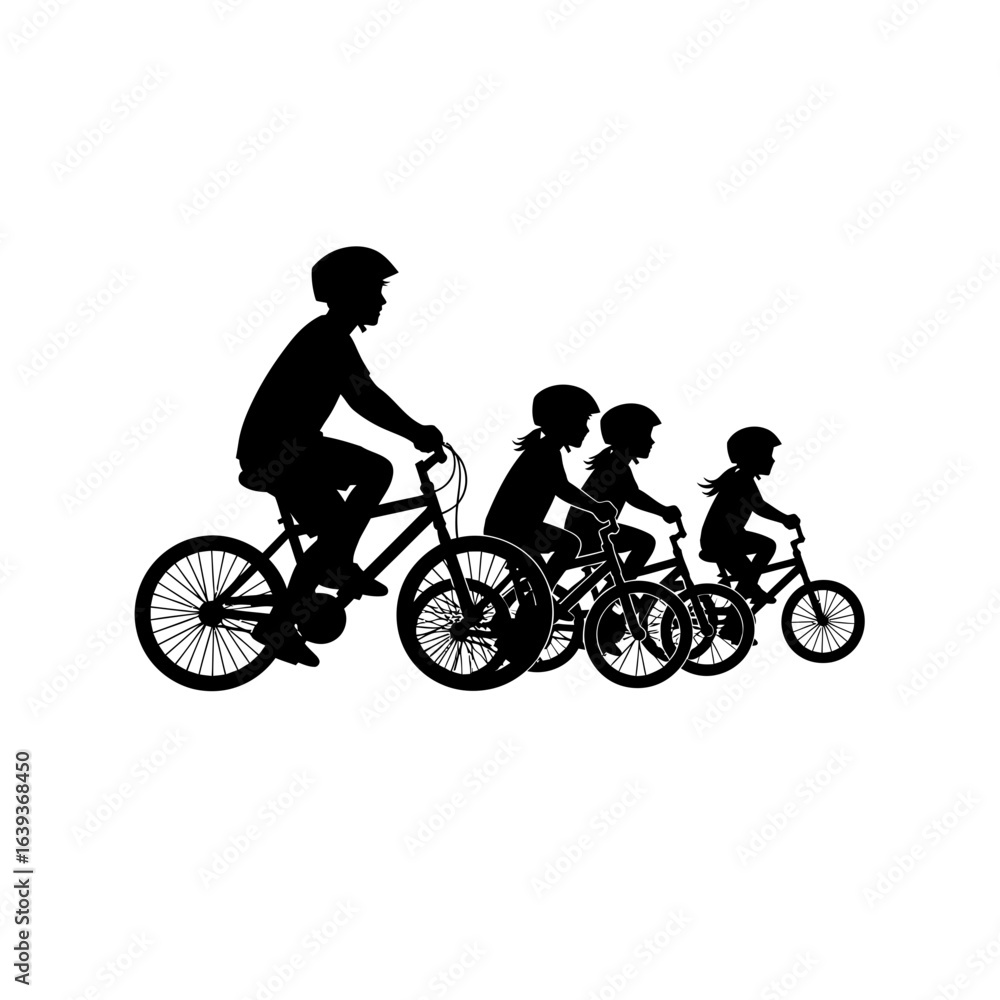 Fototapeta premium Kids Riding Bicycles Together - Friendship and Fun Icon