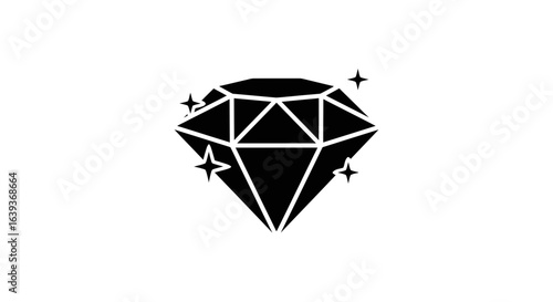 Sparkling Diamond Gemstone Silhouette - Luxury and Quality Icon