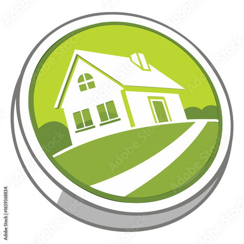 3D Home and House Icon for Real Estate
