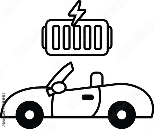 A car with a battery on the hood