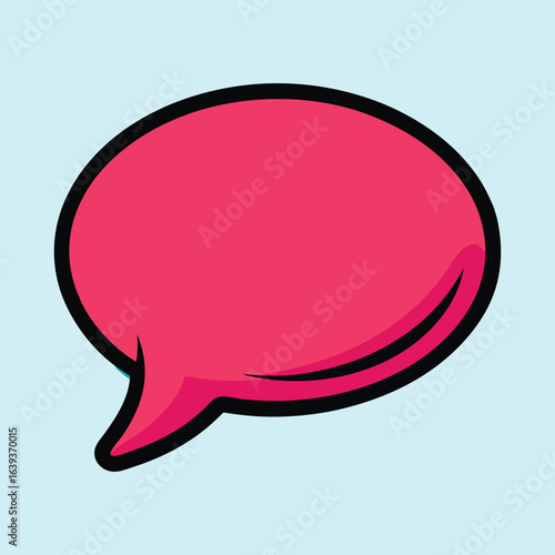 Stylized Pink Speech Bubble with Black Outline on a Light Blue Background