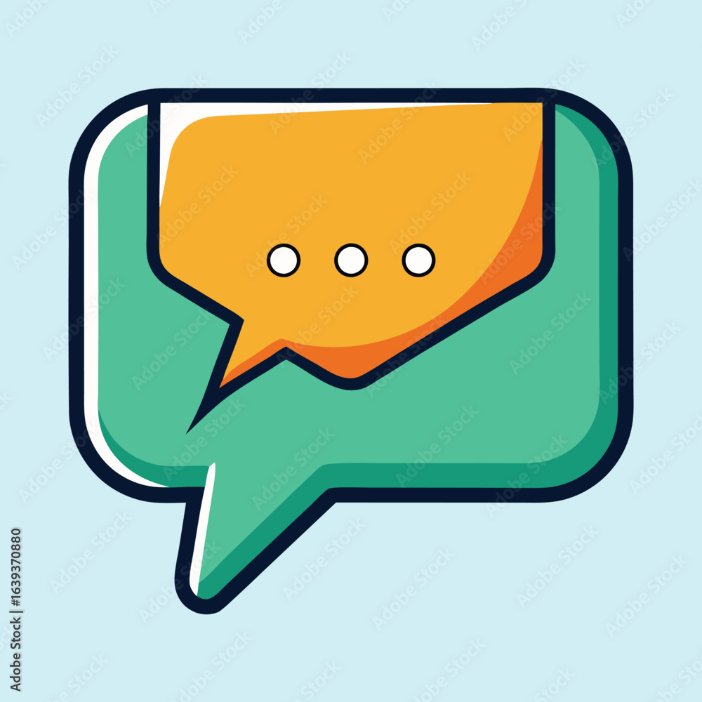 Naklejka premium Colorful illustration of a stylized speech bubble with three small circles