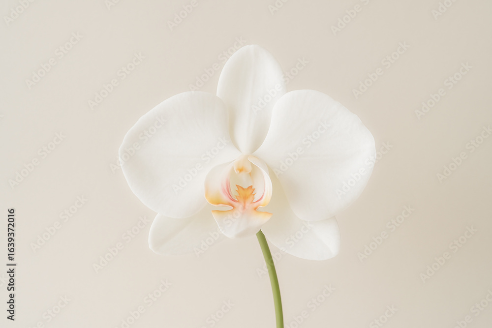 Obraz premium Elegant White Orchid Flower, Minimalist Background