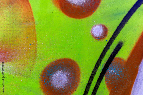 colorful background pattern of urban streen wall graffiti for concept and design. Aerosol bright vivid painting on a city walls