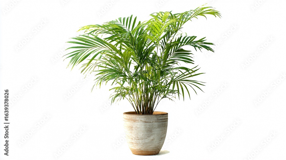 Fototapeta premium Professional Photography of Areca Palm in a Pot - Isolated on White Background