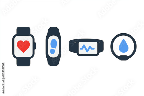 Wearable fitness trackers display various health metrics and features for active lifestyle monitoring in modern technology