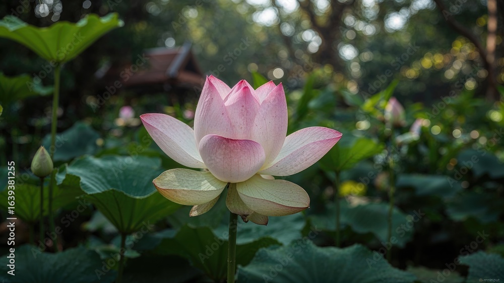 Fototapeta premium Traditional Thai Style Depiction of a Sleeping Lotus