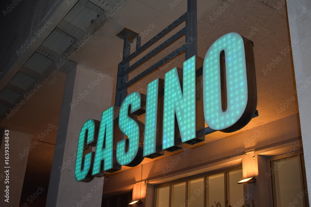Fototapeta premium Casino of Ostend, Belgium entrance neon sign