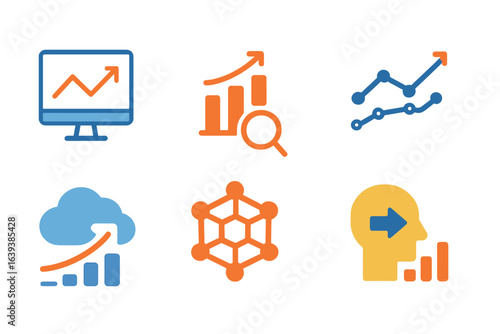 Graphs and charts depict data analysis in a digital workspace focused on financial growth and visualization strategies