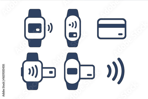 Multiple styles of wearable payment technology including smartwatches and contactless card design in modern digital transactions