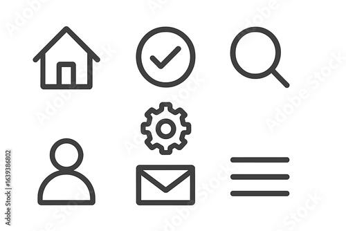 User interface icons representing common actions and features in a digital application setup