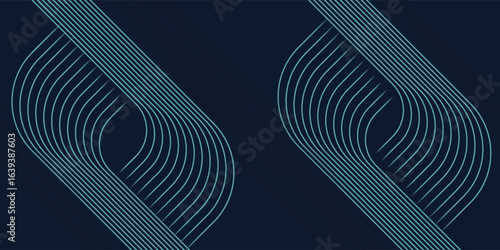 Blue abstract background with blue glowing circle lines. Geometric stripe line art design. Modern shiny blue rounded lines pattern. Futuristic technology concept.