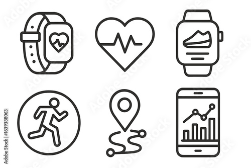 Health tracking technology showcases fitness data and activity monitoring devices in a minimalist display
