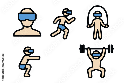 Virtual reality fitness activities showcase workout routines in immersive environments for enhanced engagement and motivation