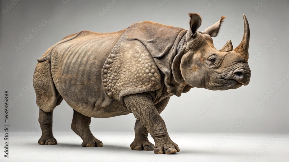 Fototapeta premium Indian Rhinoceros on studio background