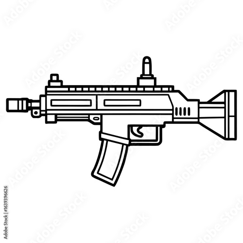 Modern assault rifle isolated on white background