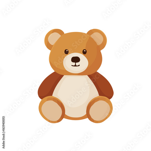 My Simple flat 2D icon plush teddy bear toy sitting isolated on a white background, vector, flat design, animation design, vector, simple flat 2D icon, minimalist design, vector design
