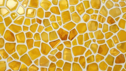 Abstract textured yellow-brown mosaic tiles featuring glossy finish for wall and construction art