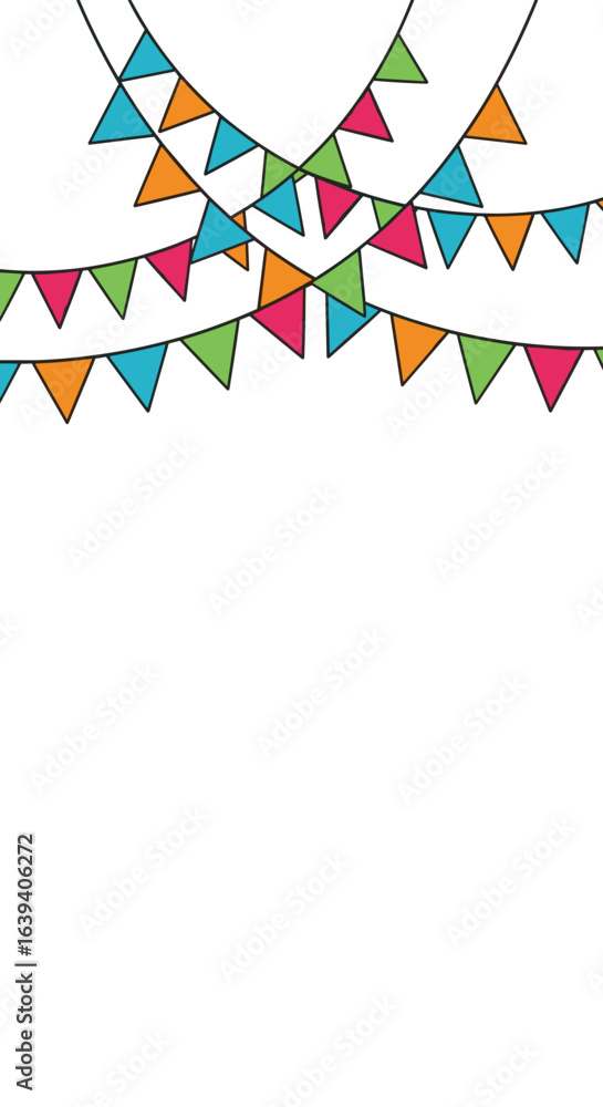 Obraz premium Colorful triangle flags decoration for celebrations and parties