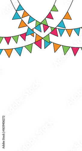 Colorful triangle flags decoration for celebrations and parties