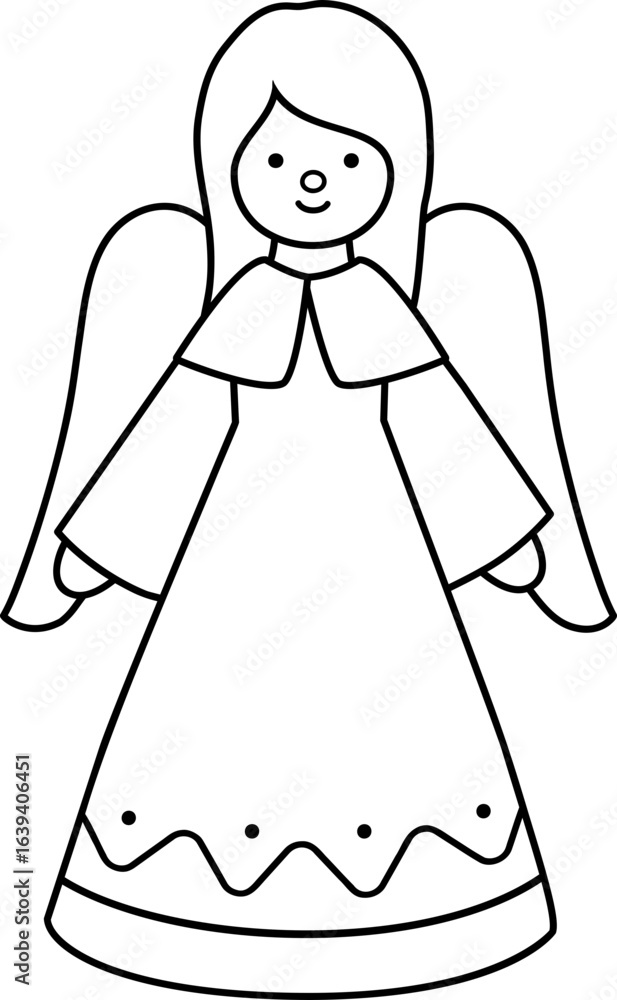 Fototapeta premium Cute Christmas angel outline vector. Holiday festive angel outline icon Isolated. Transparent background. svg. 