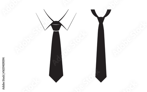 Black neckties with and without shirt collar formal wear