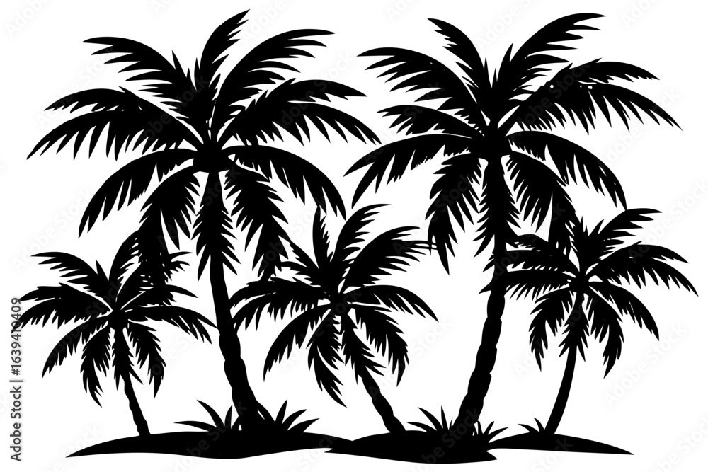 Fototapeta premium Vector illusion of palm tree silhouette