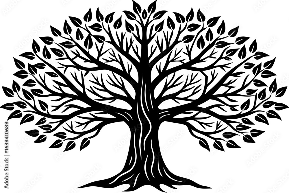 Obraz premium Vector art of silhouette of a tree 
