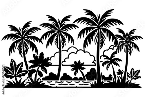 vector illustration of a tropical island