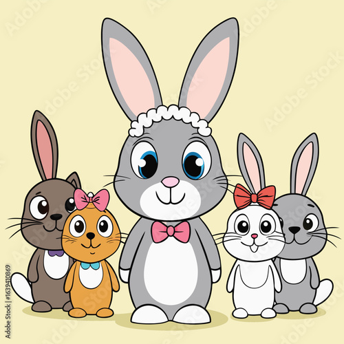 A hilarious Easter image with a playful set of funny rabbits and festive eggs