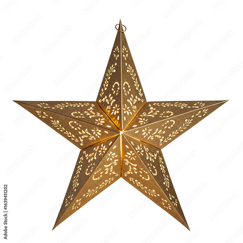 Fototapeta premium Decorative Star Lantern Illuminated with Warm Light