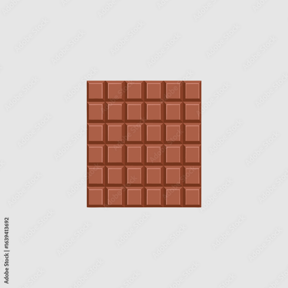 A simple illustration of a square milk chocolate bar. A flat design icon representing a sweet indulgence and delicious dessert. A simple illustration of a square milk chocolate bar. A flat design icon representing a sweet indulgence and delicious dessert.