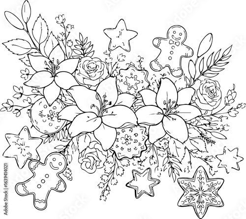 Wallpaper Mural christmas, pattern, flower, vector, floral, design, seamless, vintage, illustration, ornament, decoration, art, wallpaper, nature, decor, texture, element, flowers, mandala, leaf, retro, ornate, lace, Torontodigital.ca