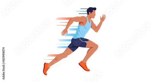 Man Running with Colorful Speed Lines
