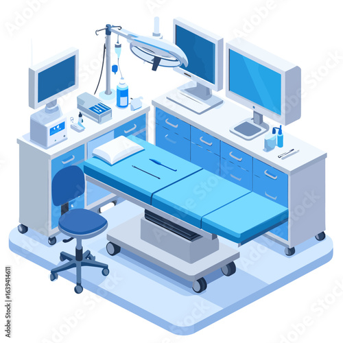 Isometric Illustration of a Modern Operating Room with Surgical Equipment