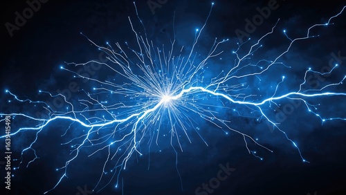 Blue and white energy crackling with plasma power