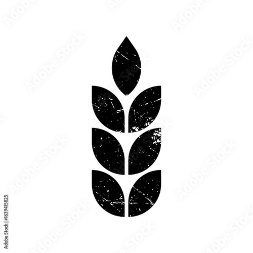 Wheat icon. Silhouette wheats isolated on white background. Malt beer. Malts spike. Spikelet grain. Barley or corn for flour print design. Cereal ear. Seed millets. Hand draw liaf. Vector illustration